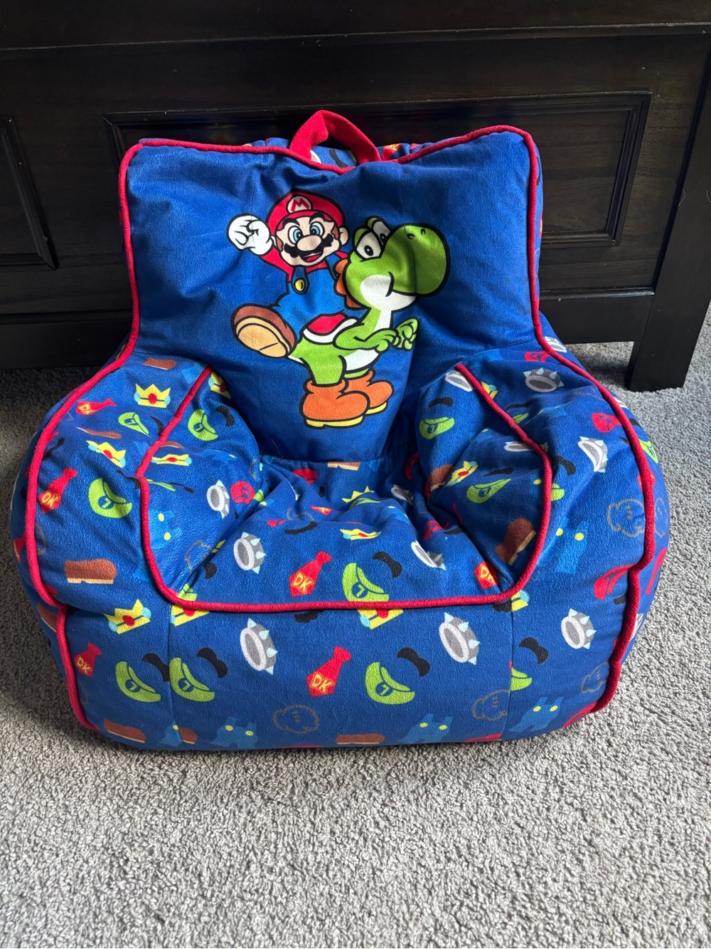 Nintendo Blue Super Mario & Yoshi toddler plush bean bag chair